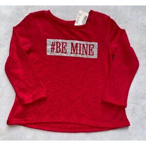 The Children's Place Valentine #Be Mine red shirt NWT 2T hash tag silver glitter